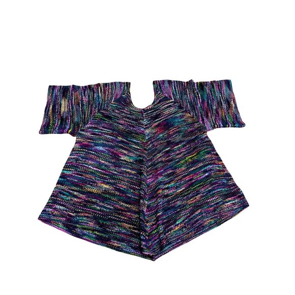 CCC Hand Knit Purple Multicolor Loose Fit Cardigan Sweater Short Sleeves Size LG - Picture 5 of 6